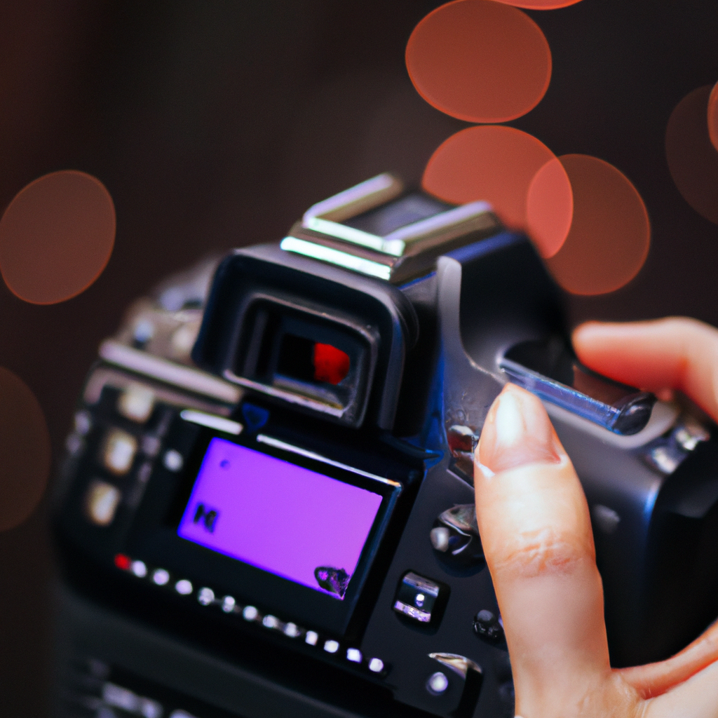 카메라 설정을 조절하는 손의 클로즈업